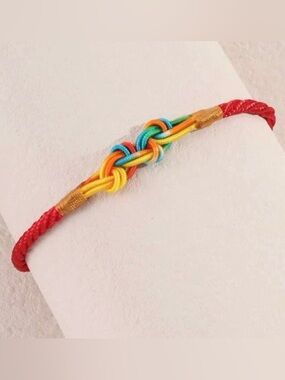 Tibetan Chinese Rainbow Ombre Red String Rope Cord Thread Braid Knot Bracelet